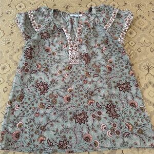 DR2 Floral Patterned Blouse in Green and Brown